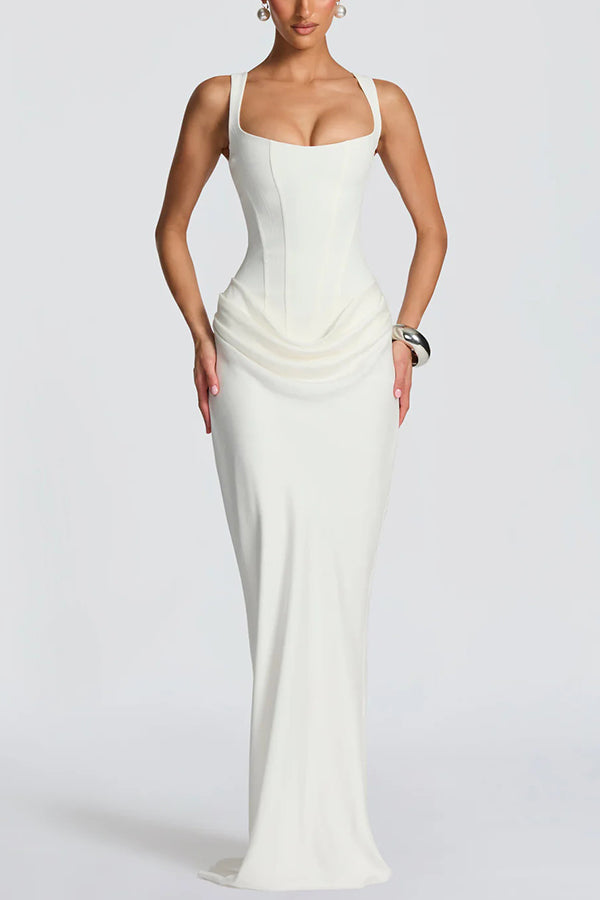Philippine | Robe longue à col carré