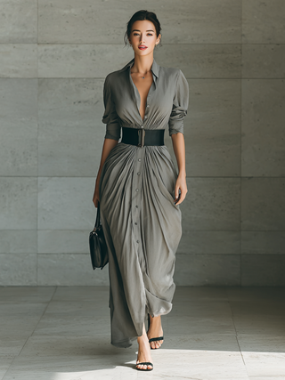 Séverine | Robe longue plissée