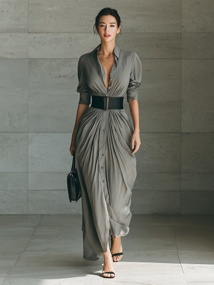 Séverine | Robe longue plissée