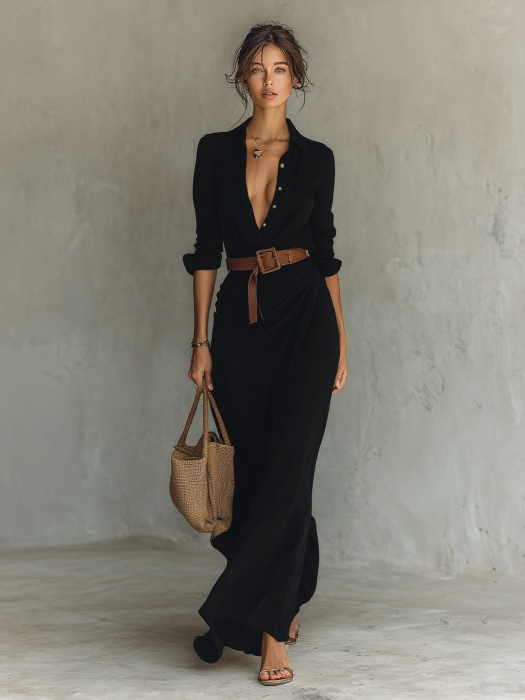 Marie | Robe longue à col revers
