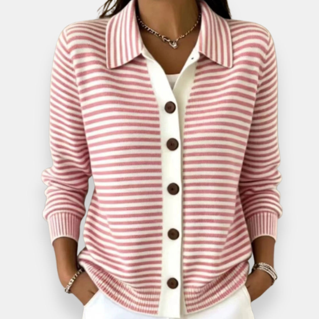 Avril | Cardigan rayé boutonné