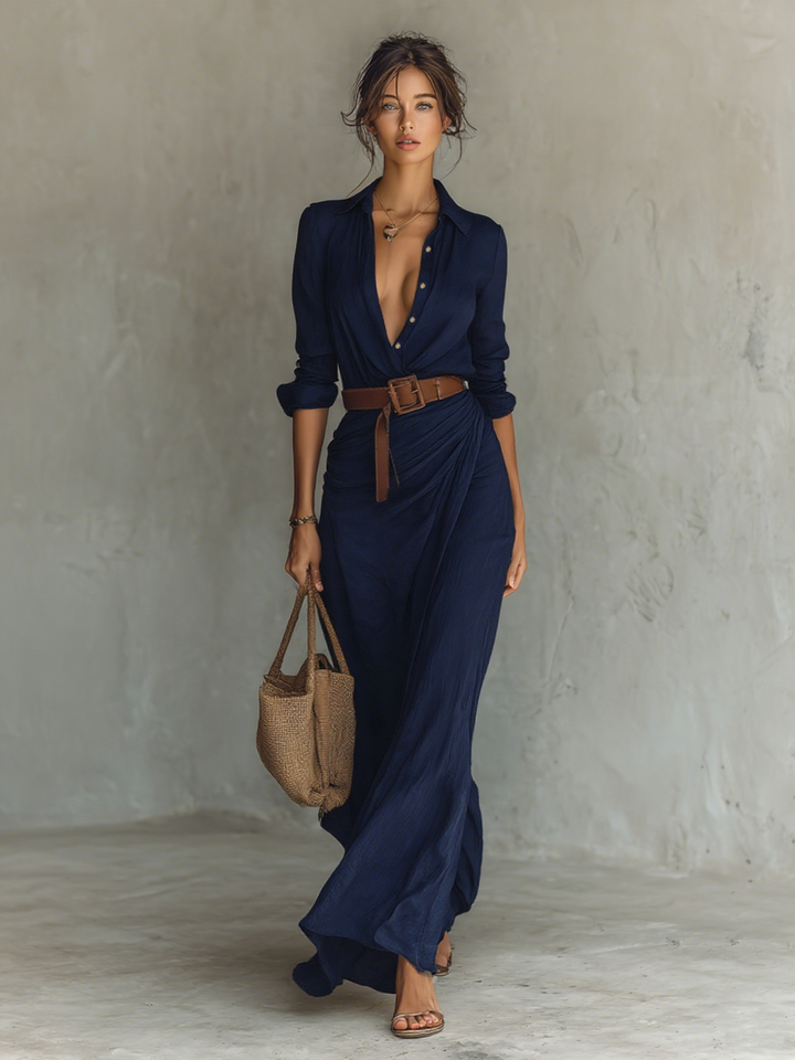 Marie | Robe longue à col revers