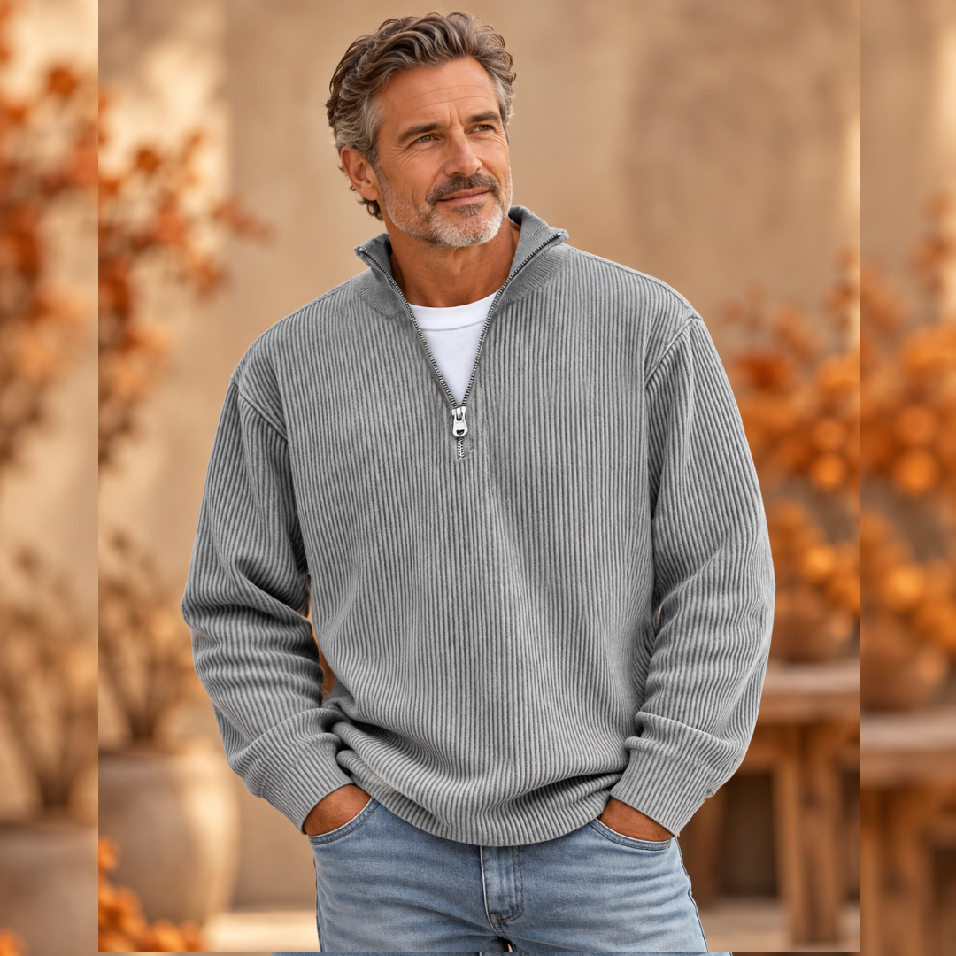 Marc | Pull col zippé côtelé