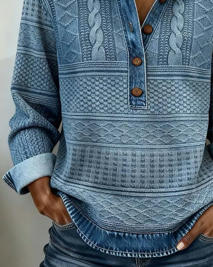 Flora | Pull texturé à col boutonné