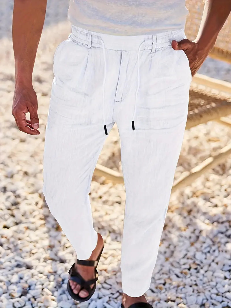 Adrien | Pantalon large en lin avec cordon