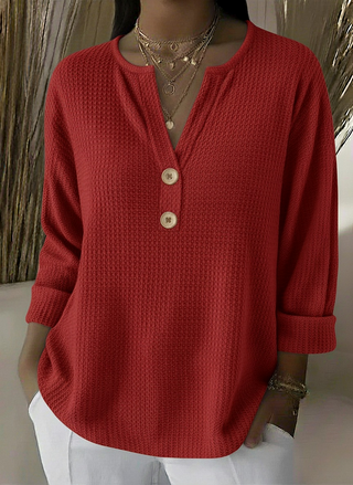 Gwenaëlle | T-shirt Henley gaufré à boutons