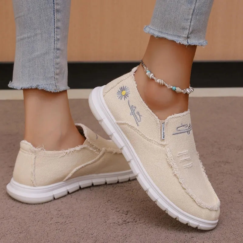 Prune | Mocassins décontractés en toile brodée