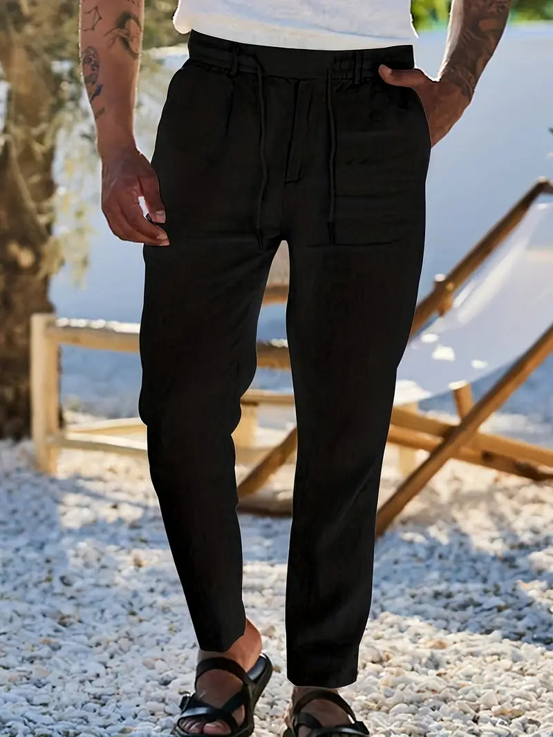 Adrien | Pantalon large en lin avec cordon