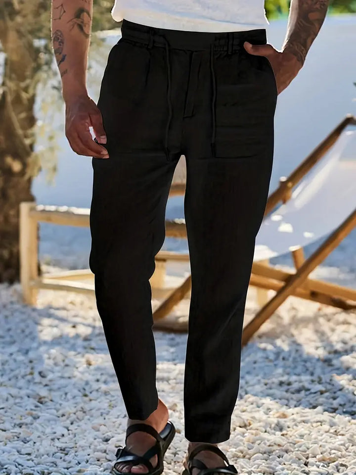 Adrien | Pantalon large en lin avec cordon
