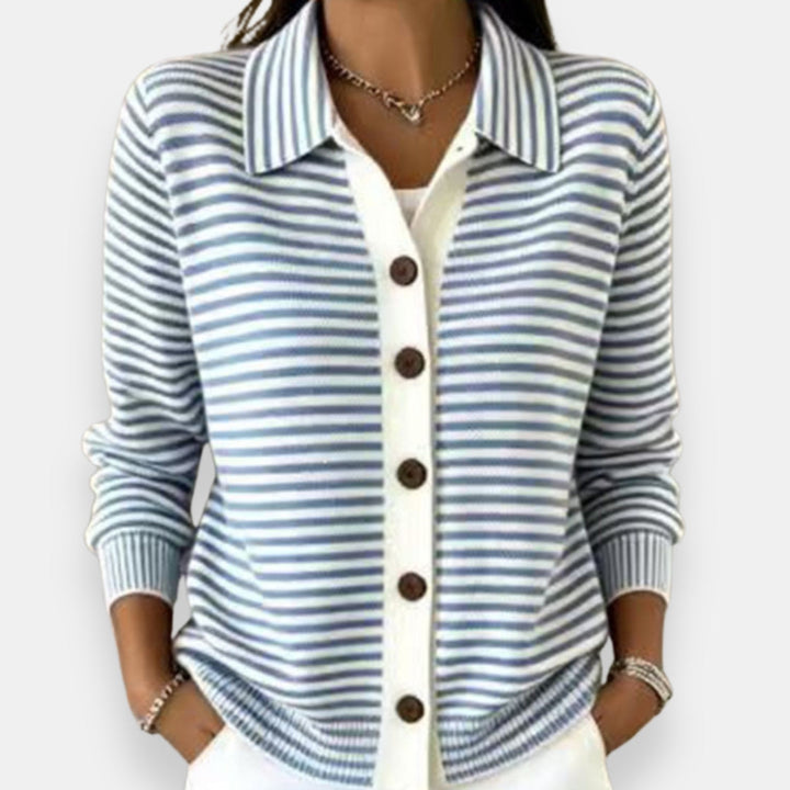 Avril | Cardigan rayé boutonné