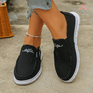 Prune | Mocassins décontractés en toile brodée