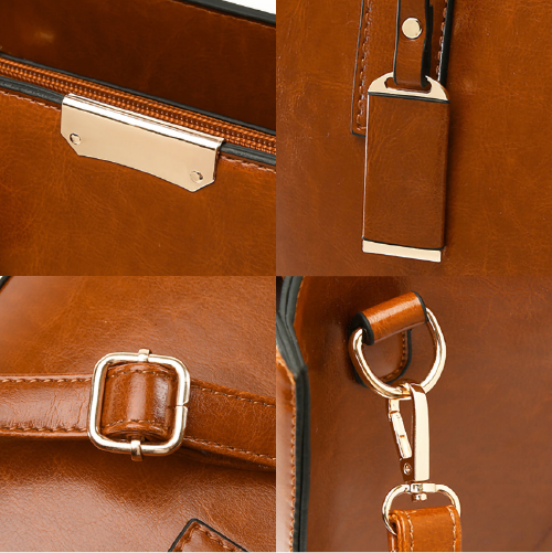 Hélène Paris | Ensemble sac et deux portefeuilles en cuir véritable