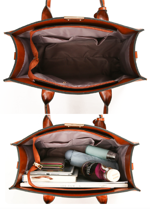Hélène Paris | Ensemble sac et deux portefeuilles en cuir véritable