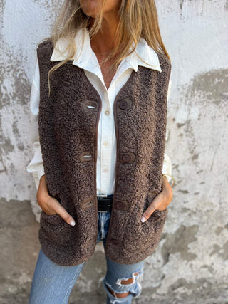 Louise | Gilet bouclé à boutons
