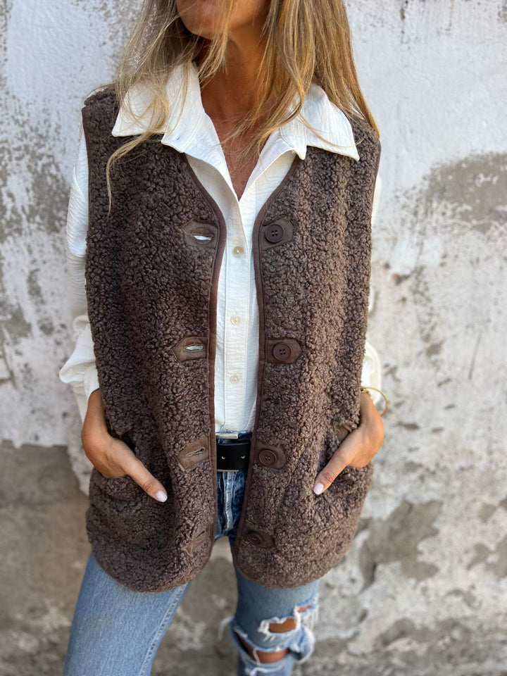 Louise | Gilet bouclé à boutons