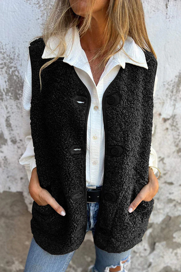 Louise | Gilet bouclé à boutons