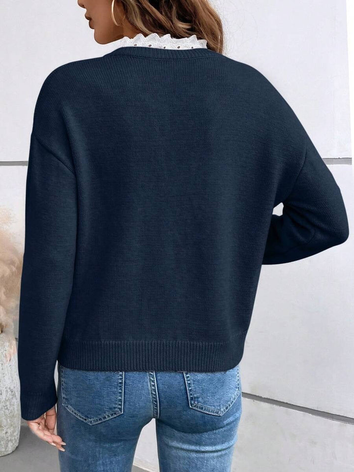 Jeanne | Pull élégant à col en dentelle