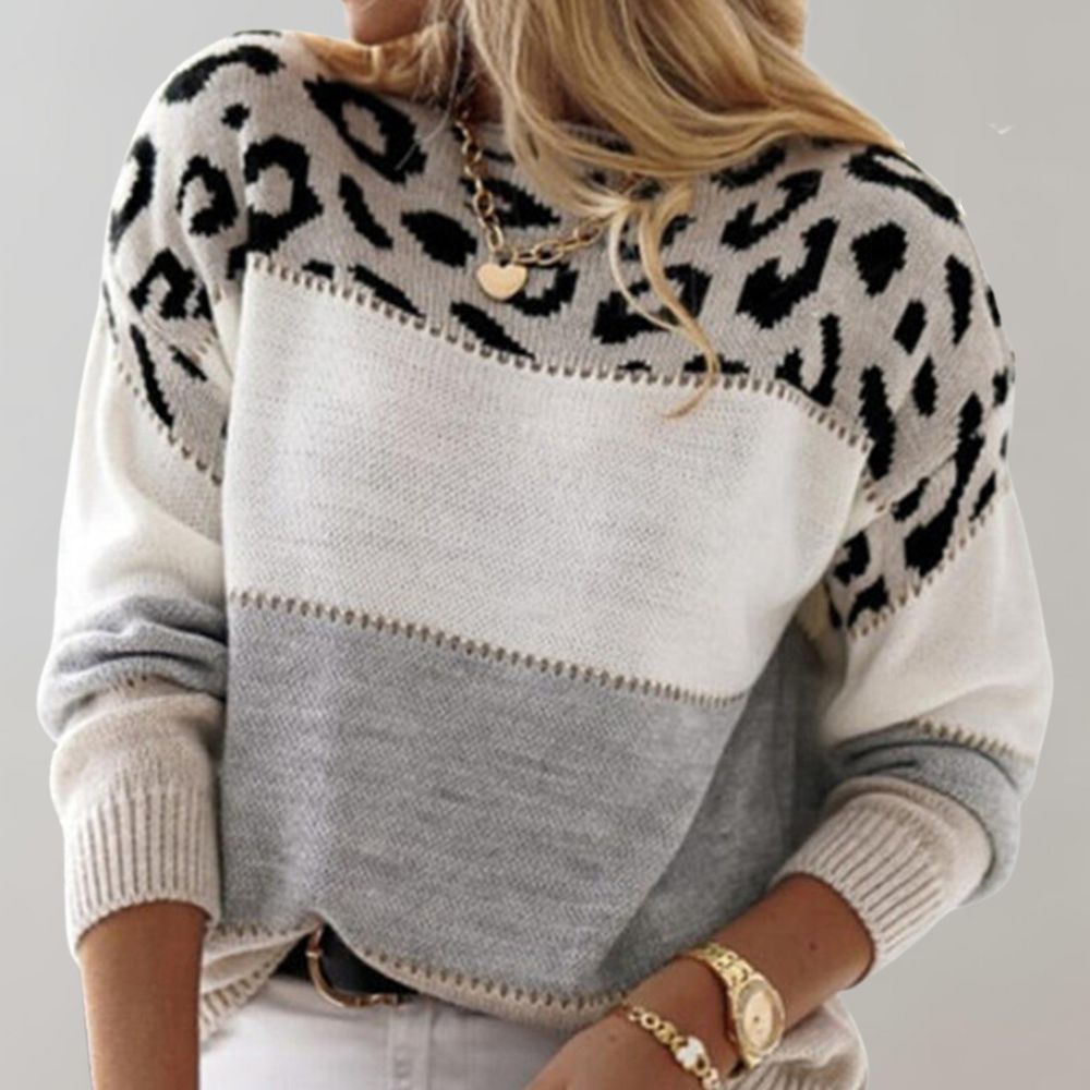 Mireille | Pull doux à imprimé animalier