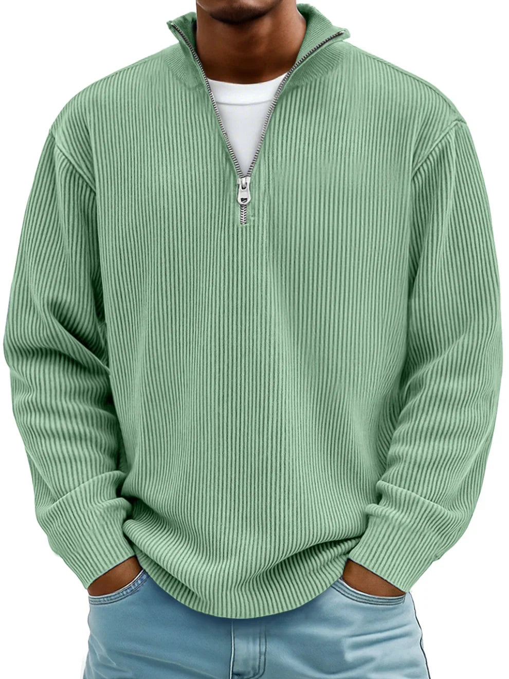 Marc | Pull col zippé côtelé