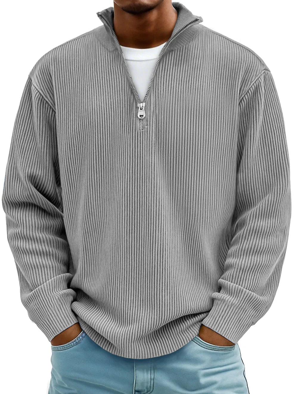 Marc | Pull col zippé côtelé