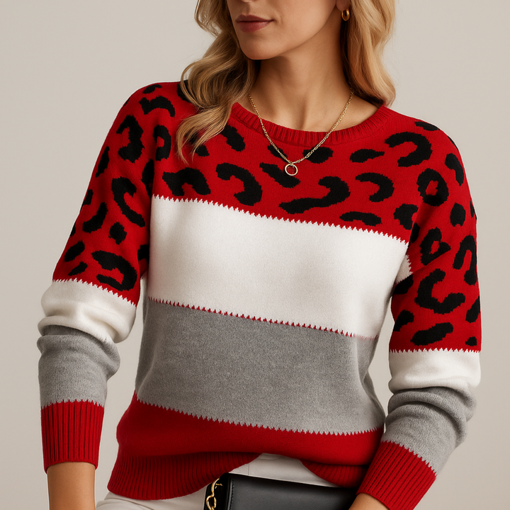 Mireille | Pull doux à imprimé animalier