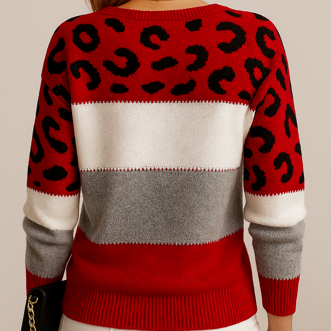 Mireille | Pull doux à imprimé animalier