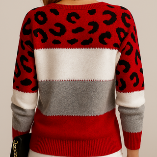 Mireille | Pull doux à imprimé animalier