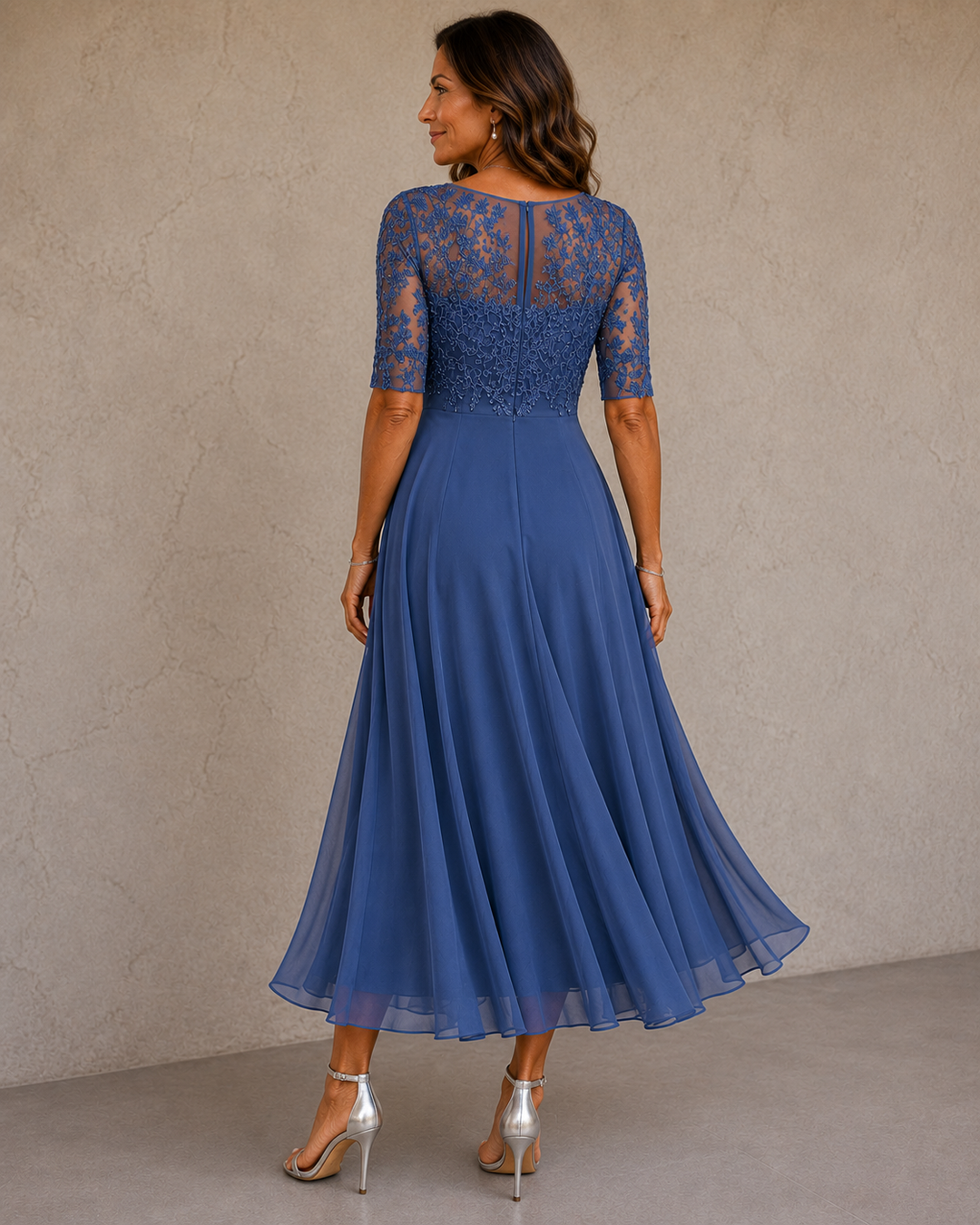 Bérangère | Robe en dentelle et mousseline