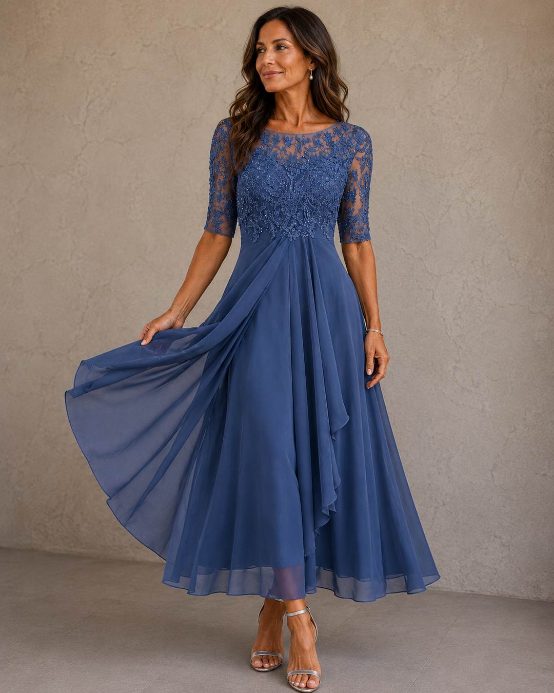 Bérangère | Robe en dentelle et mousseline