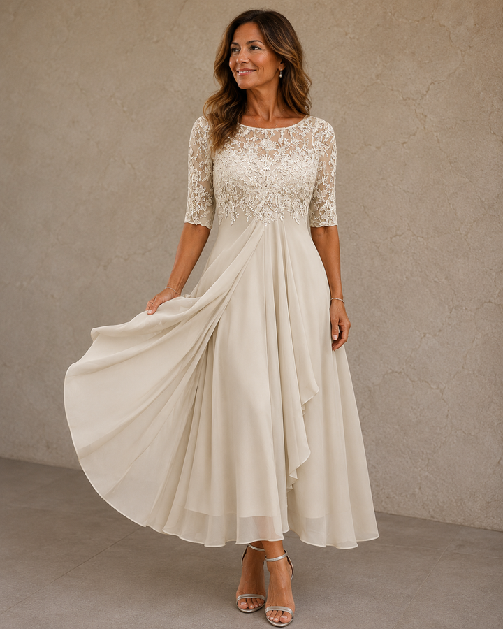 Bérangère | Robe en dentelle et mousseline