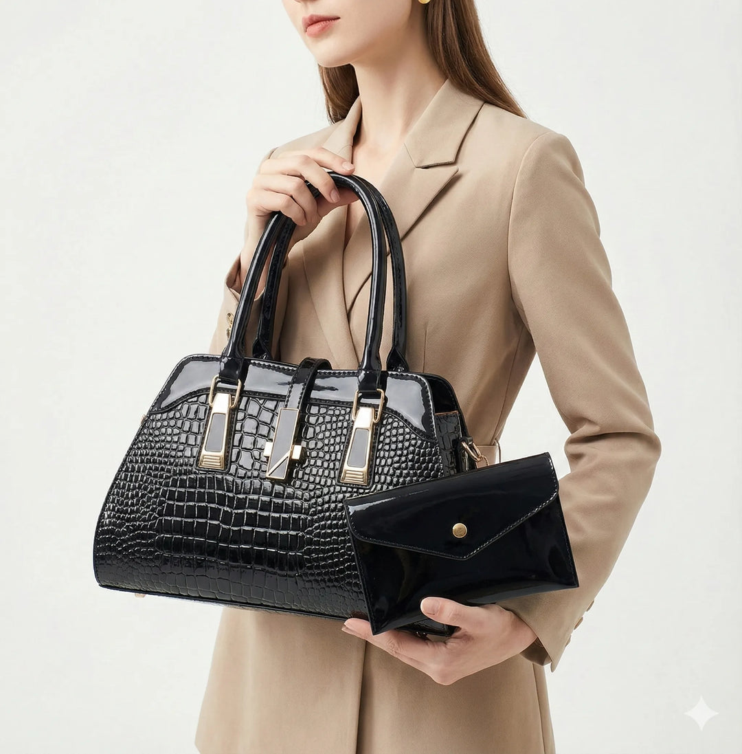 Fleur Paris | Ensemble sac et portefeuille en cuir véritable