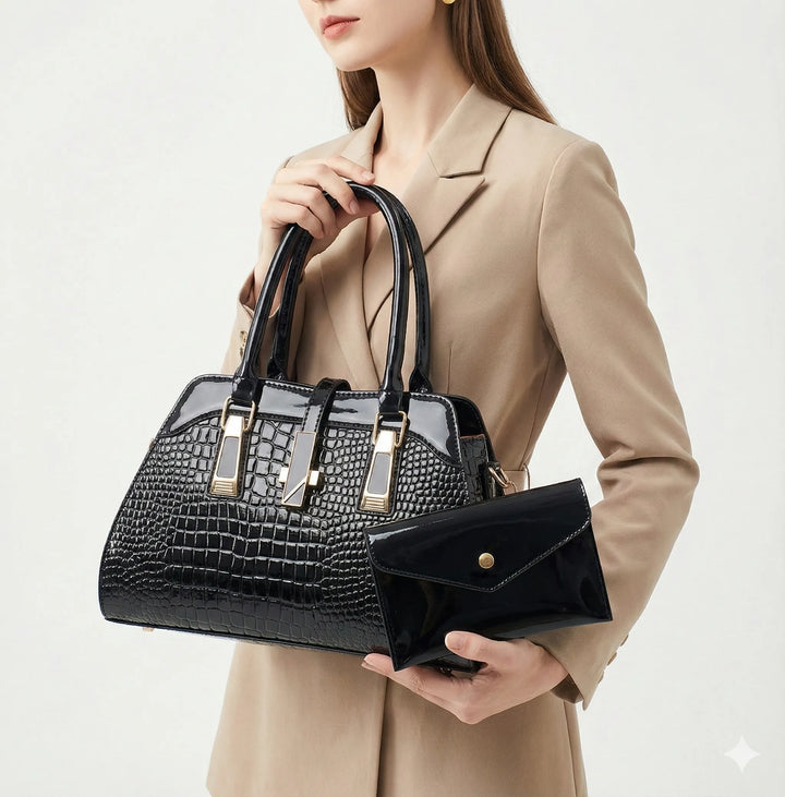 Fleur Paris | Ensemble sac et portefeuille en cuir véritable