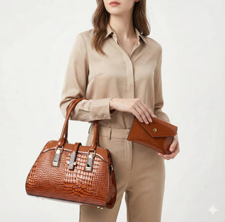 Fleur Paris | Ensemble sac et portefeuille en cuir véritable