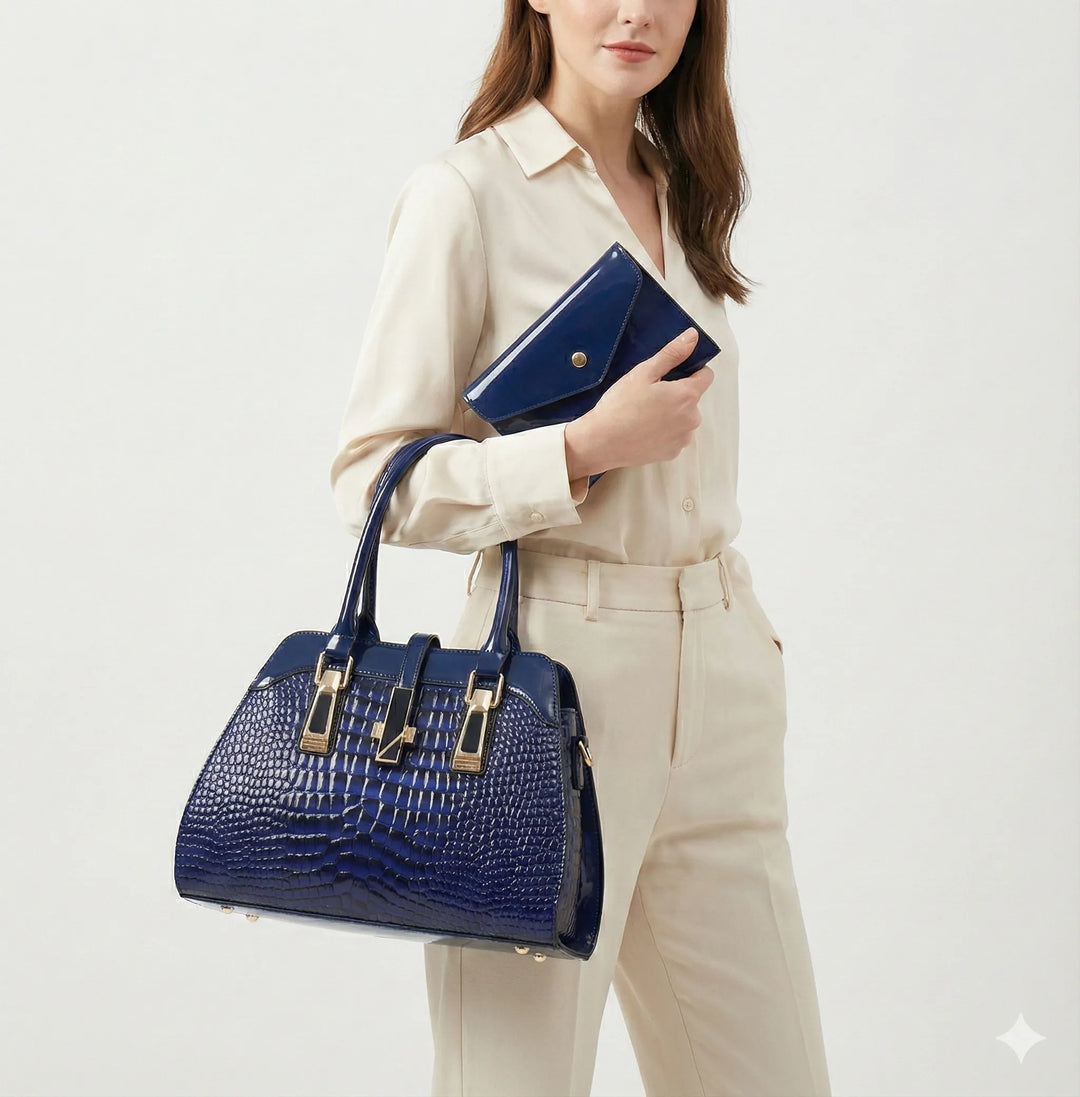 Fleur Paris | Ensemble sac et portefeuille en cuir véritable