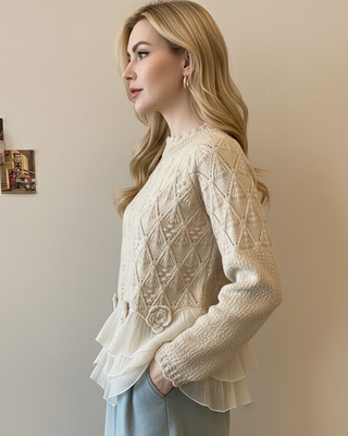 Margot | Pull en maille à détails floraux