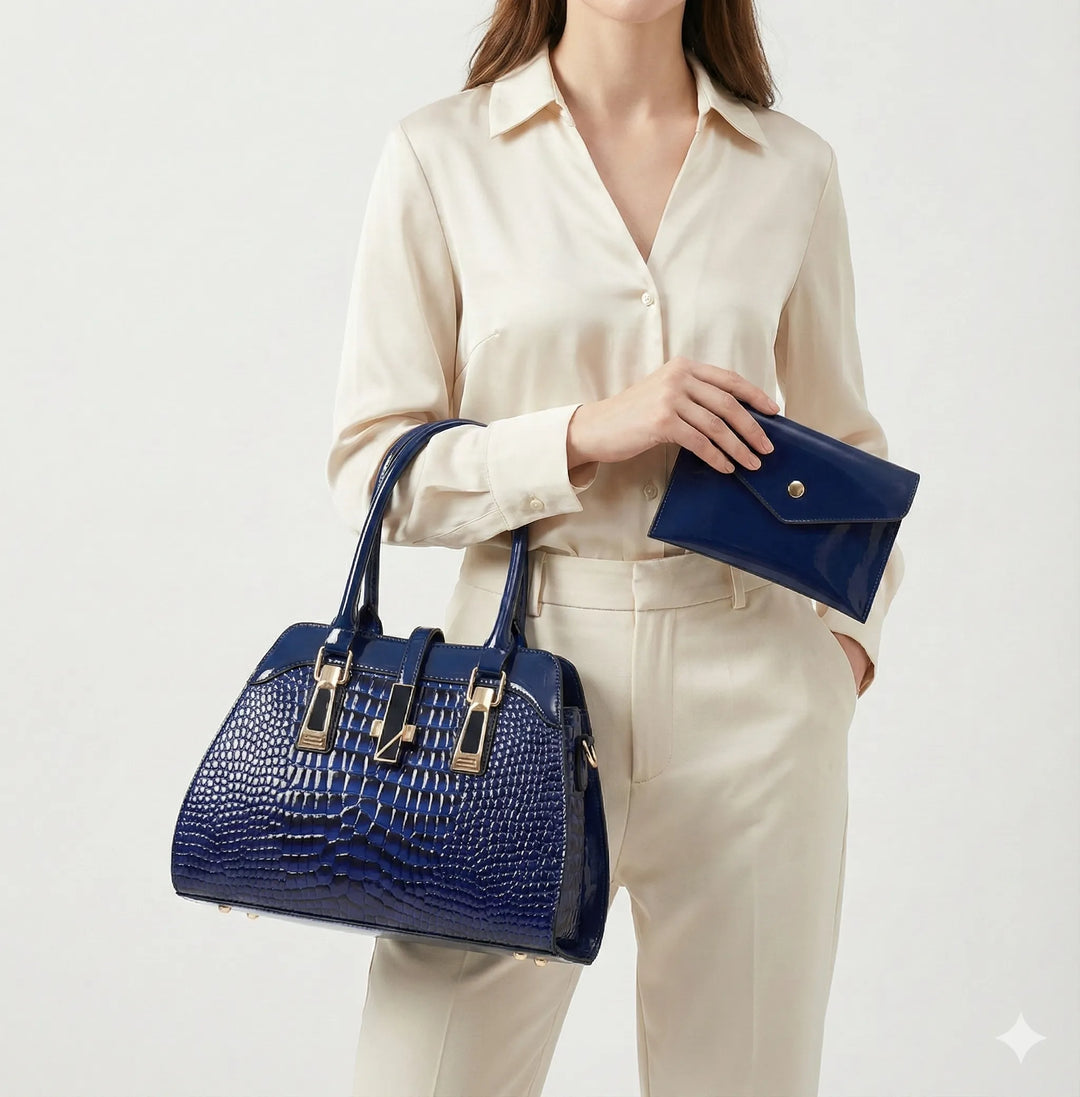 Fleur Paris | Ensemble sac et portefeuille en cuir véritable