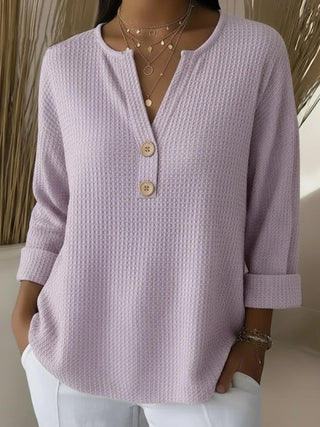 Gwenaëlle | T-shirt Henley gaufré à boutons