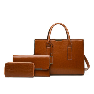 Hélène Paris | Ensemble sac et deux portefeuilles en cuir véritable