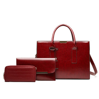 Hélène Paris | Ensemble sac et deux portefeuilles en cuir véritable