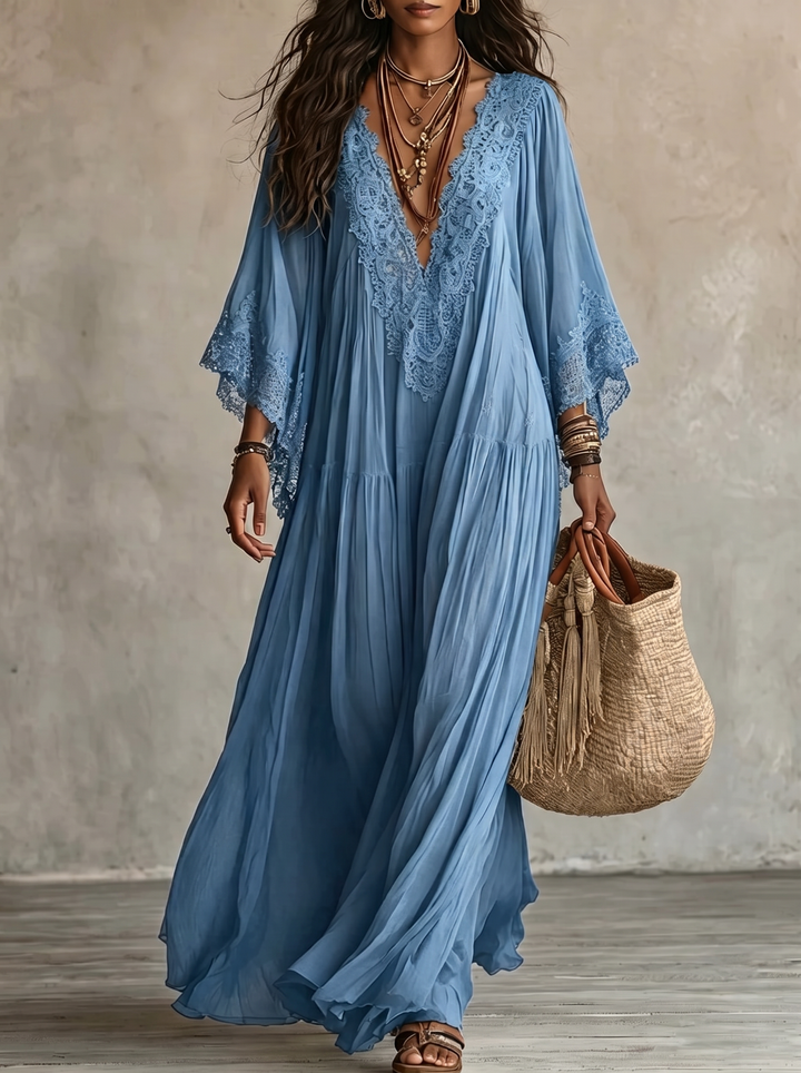 Flavie | Robe longue bohème brodée