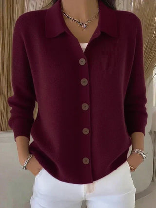 Evelyne | Veste en maille à col roulé boutonnée