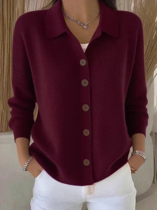 Evelyne | Veste en maille à col roulé boutonnée