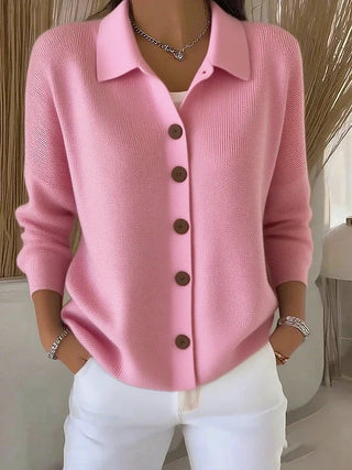 Evelyne | Veste en maille à col roulé boutonnée