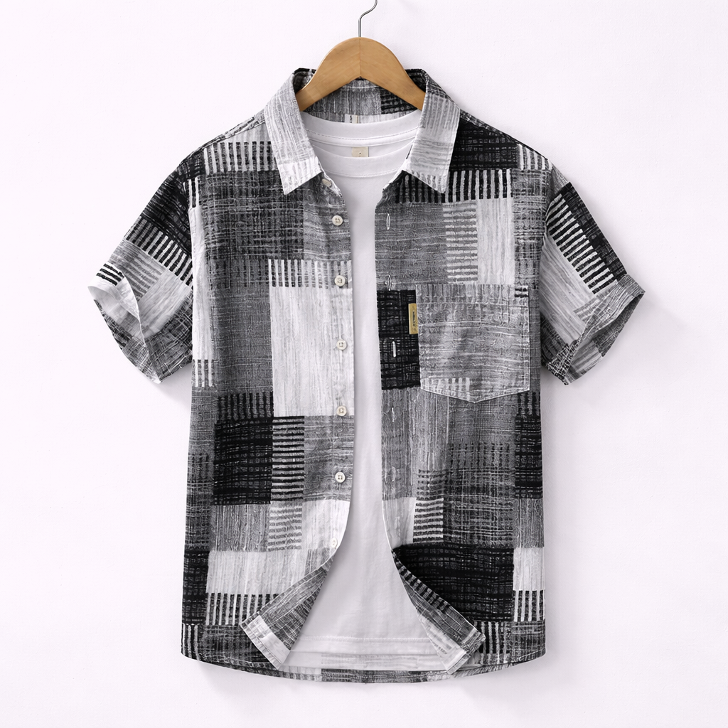 Jean-Denis | Chemise à manches courtes patchwork