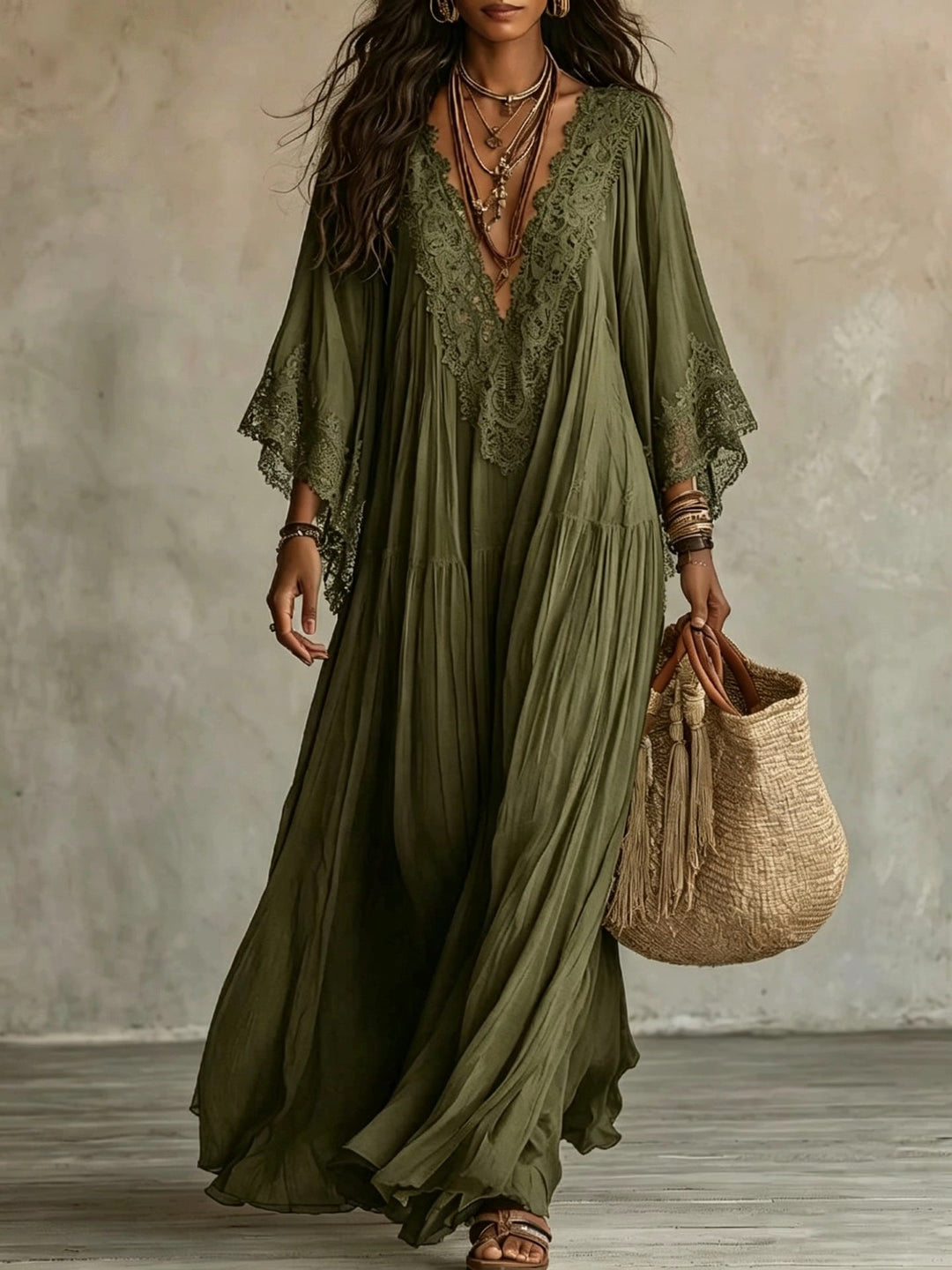 Flavie | Robe longue bohème brodée