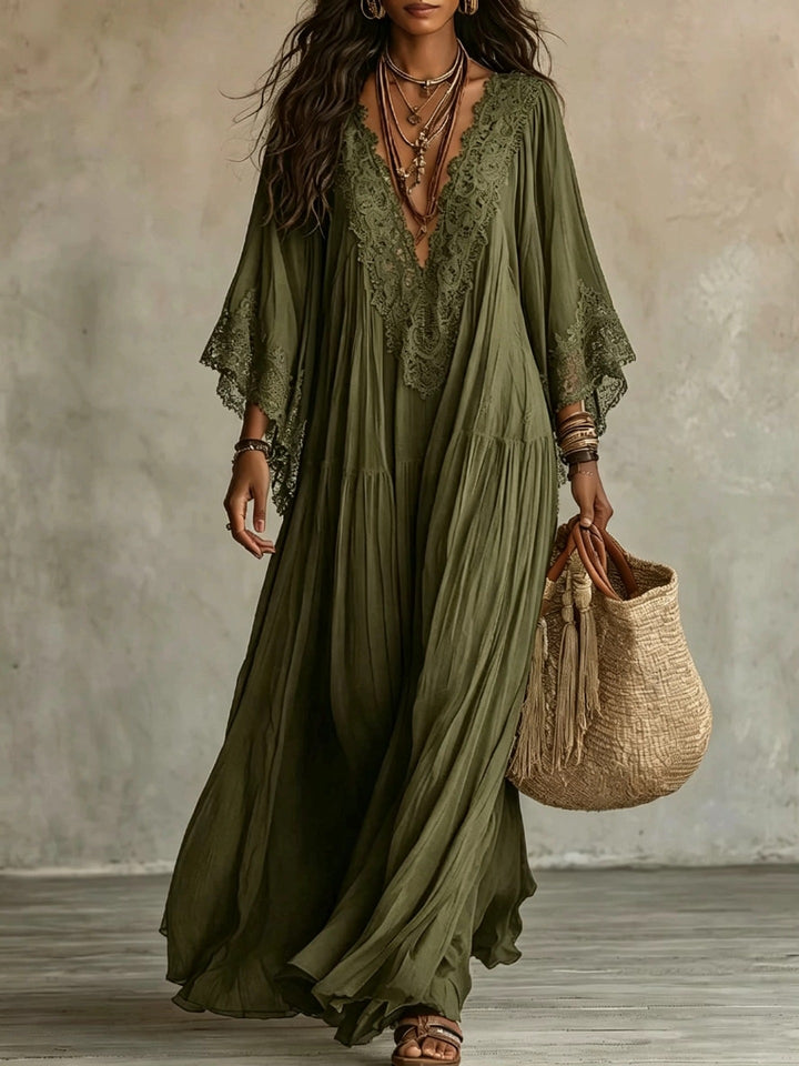 Flavie | Robe longue bohème brodée