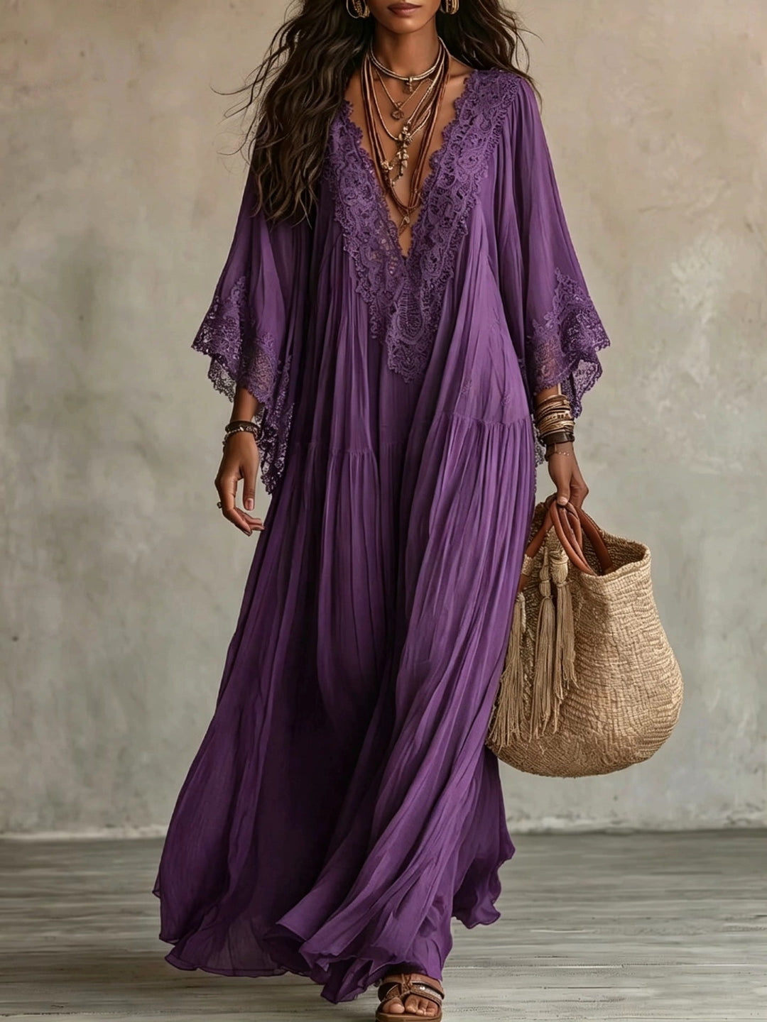 Flavie | Robe longue bohème brodée