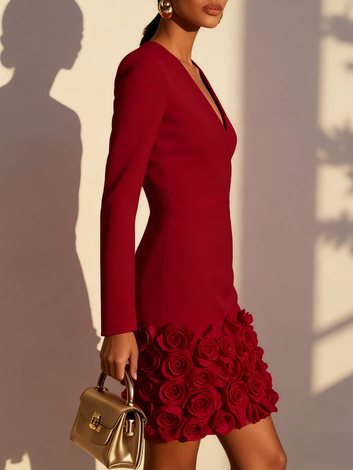 Anaïs | Robe cintrée à fleurs en relief