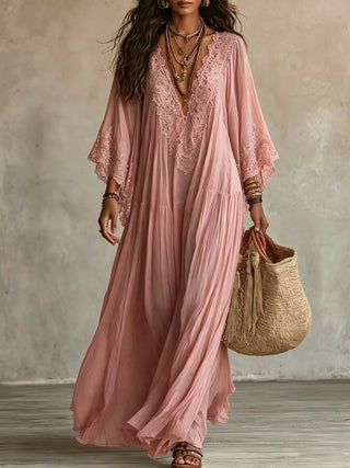 Flavie | Robe longue bohème brodée