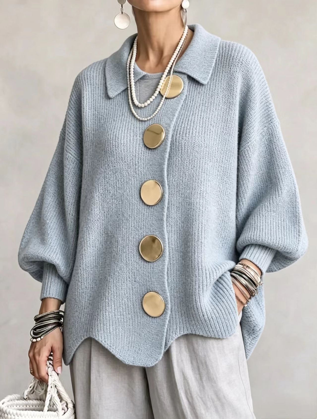 Andrée | Cardigan ample à boutons dorés
